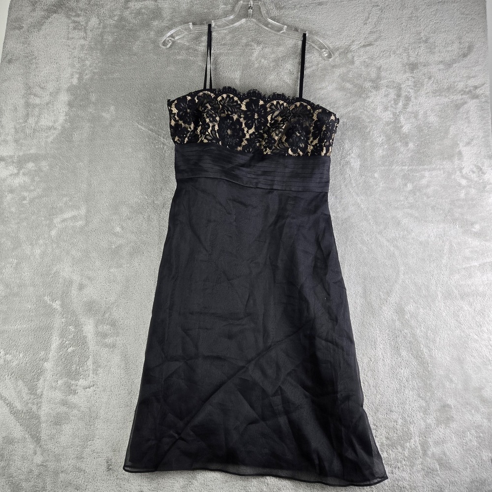 Ann Taylor Dress 10 Petite‎ Black Lace Bodice Silk Skirt Formal Wedding Guest